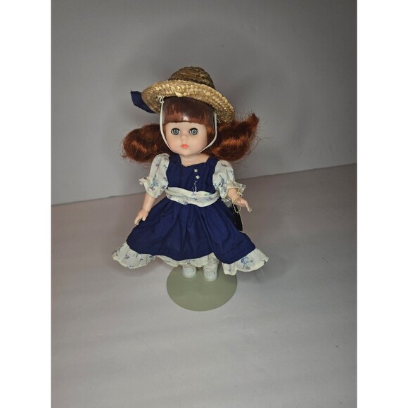 Other - Vintage Vogue Doll 8" Ginny 1985 Doll Blue Floral Dress Straw Hat Tag